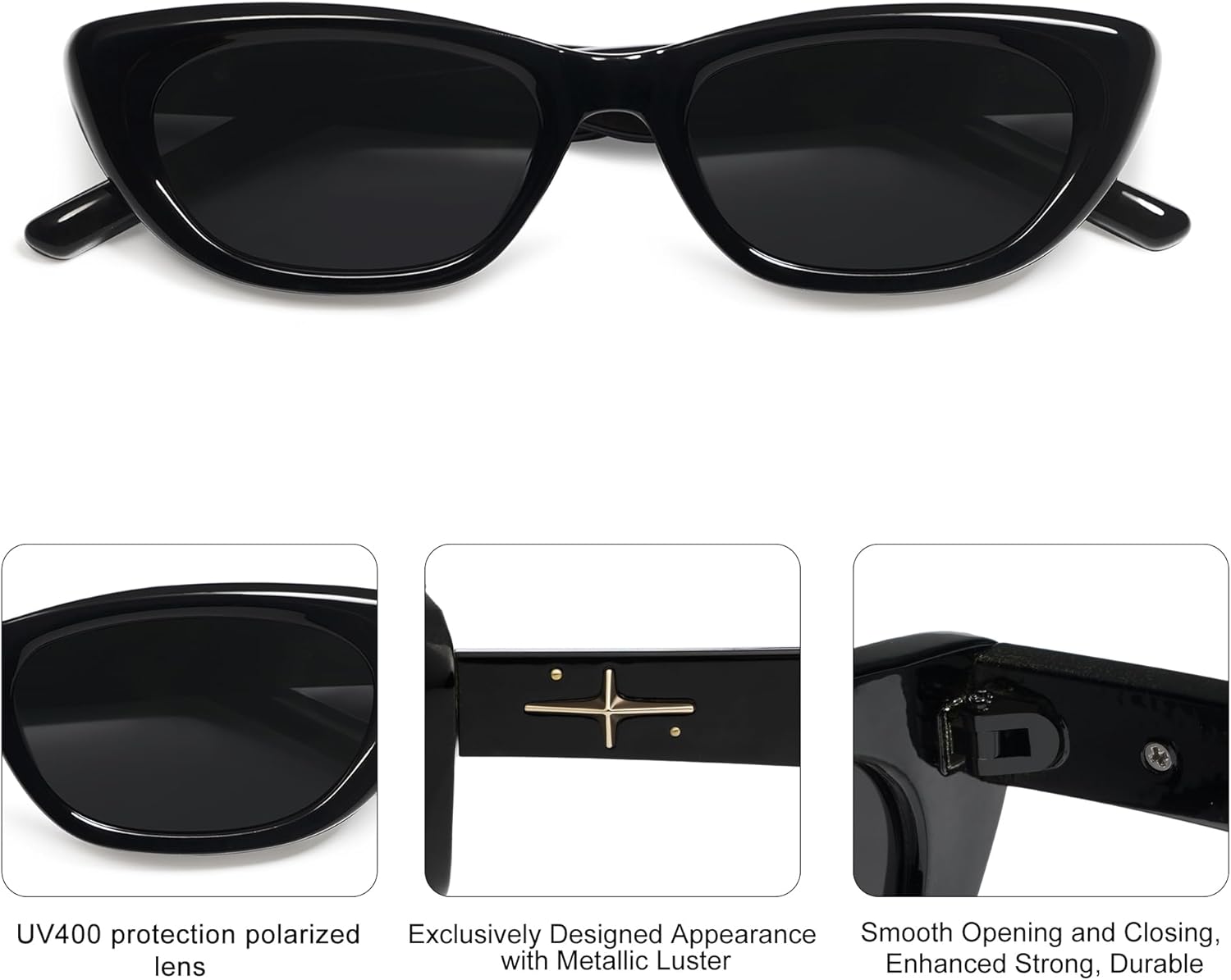 SOJOS Trendy Polarized Narrow Cat Eye Sunglasses for Women Retro Cute Small Womens Shades SJ2284 - Image 4