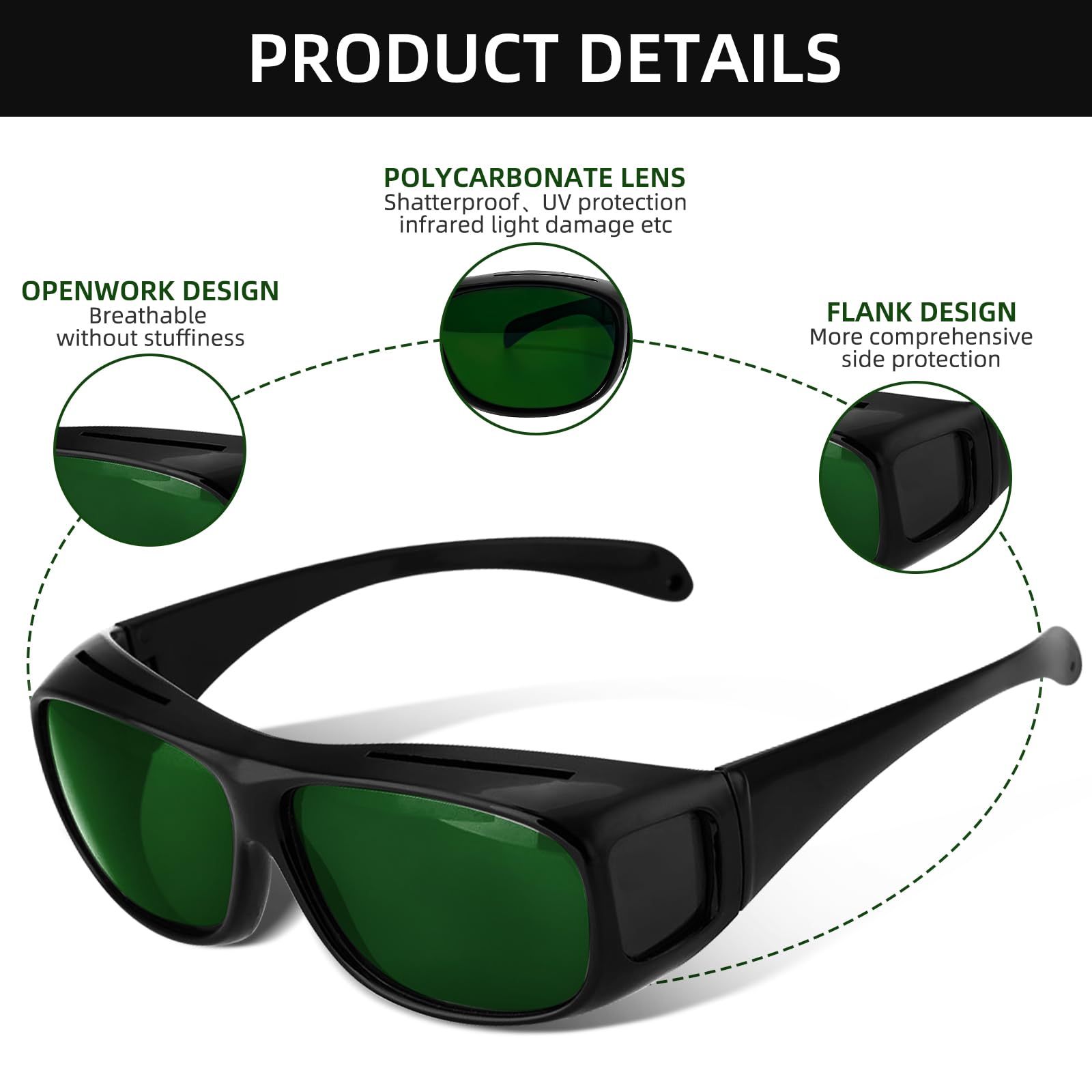 Gafas de soldadura envolventes para soldadura de gas, corte y molienda, gafas de seguridad, antirreflejos, antiimpacto, protección UV, 5-7 piezas