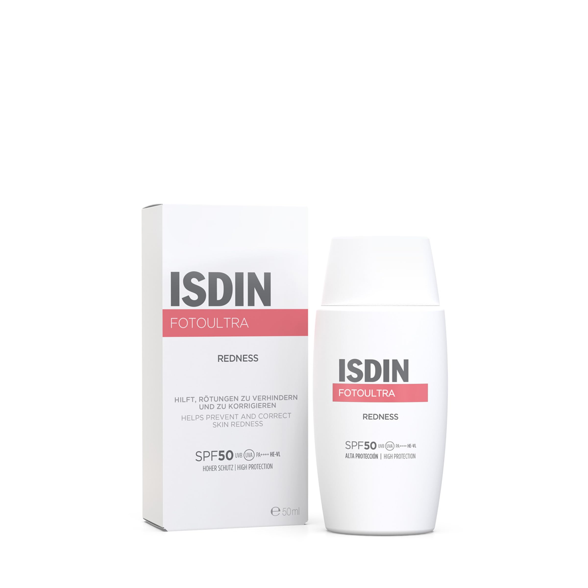ISDIN Foto Ultra Redness LSF 50 - Sonnenschutz bei Rosazea & Couperose - Korrigiert & Verhindert Rötungen - Beruhigt empfindliche Haut, Leichte Textur, 50ml