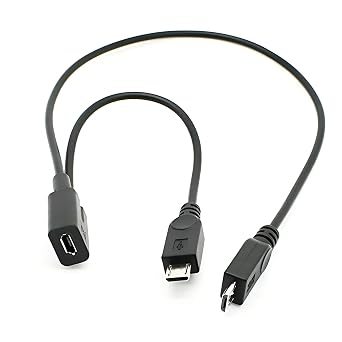 Micro USB Female 1 to 2 Y Splitter Cable,Micro USB 1 to 2 Charging Extension Cable Supports Charging Two Devices at The Same Time