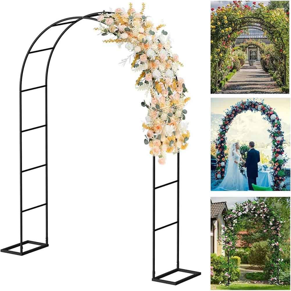 Robusto arco da giardino in metallo per rose, pergola, decorazione per matrimoni, 1,4 m/1,8 m/2,4 m/3,5 m, bianco, 1,4 m di larghezza x 2,3 m di altezza, resistente, supporto per traliccio per esterni