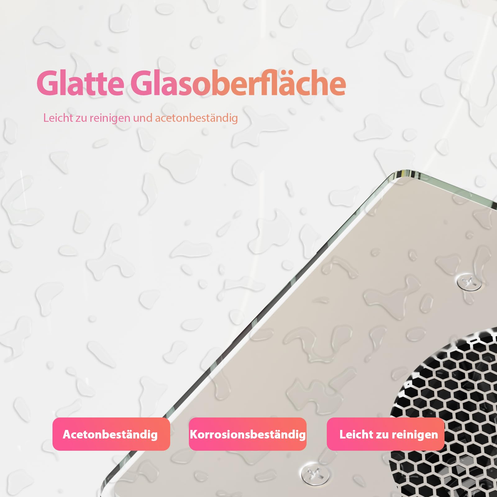Nageltisch mit Staubabsaugung und Glasplatte, Manikürtisch mit 3 Schubladen, 3 Schränken, 4-Stufigem Glasdisplay, Handauflage und Staubsaugerbeuteln, Profi Nagelstudio Tisch für Maniküre, Weiß