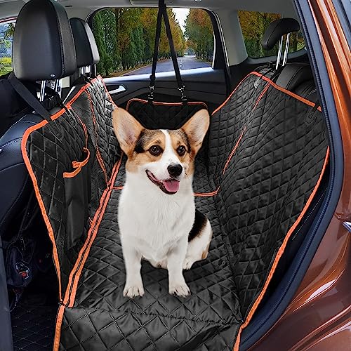 5-in-1 Dog Car Seat Cover, 100% Waterproof Nonslip Pet Seat Cover for Cars, Heavy Scratchproof Dog Hammock for Cars Back Seat with Mesh Visual Window for Cars Trucks and SUVs