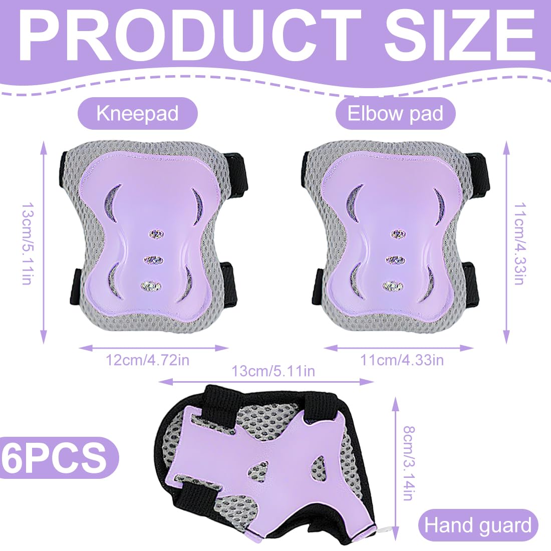 IKOPFLN 6 pezzi Set di Protezioni per Bambini, Ginocchiere per bambini, per skateboard, pattini in linea, hoverboard, bicicletta