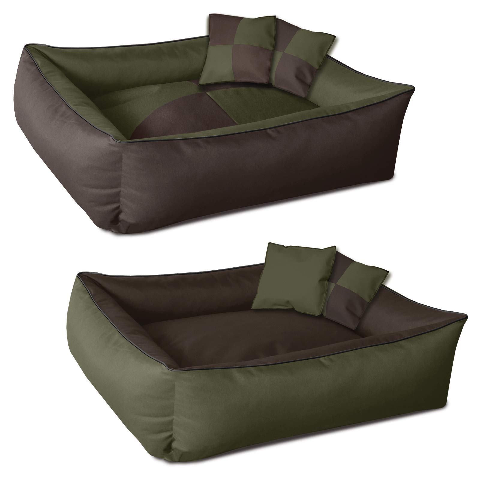 BedDog 2en1 colchón para Perro MAX Quattro XXL Aprox. 120x85 cm, 8 Colores, Cama, sofá,Cesta para Perro, Verde/Marron