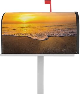 Mailbox Cover Magnetic Seaside Beach Sunset Dusk Mailbox Covers Standard Size 21x18in,Mailbox Covers Wrap Post Letter Box Cover for Garden Yard Outdoor Decor Sun Sea Waves