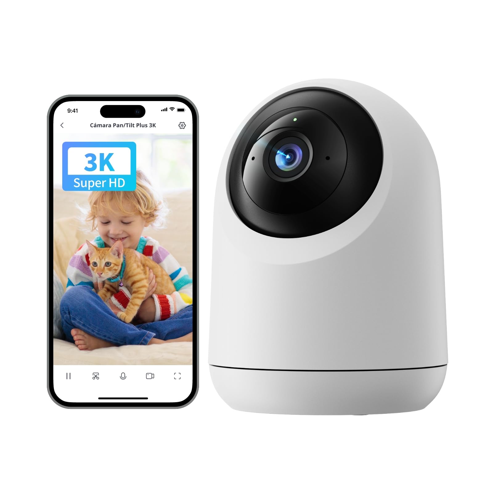 SwitchBot Cámara de seguridad para el hogar, 5 MP, Pan/Tilt Kam 3K Super HD, 2,4 GHz, WiFi para monitor de bebé/cámara de animales, seguimiento de movimiento de 360°, humano/animal AI, modo privado