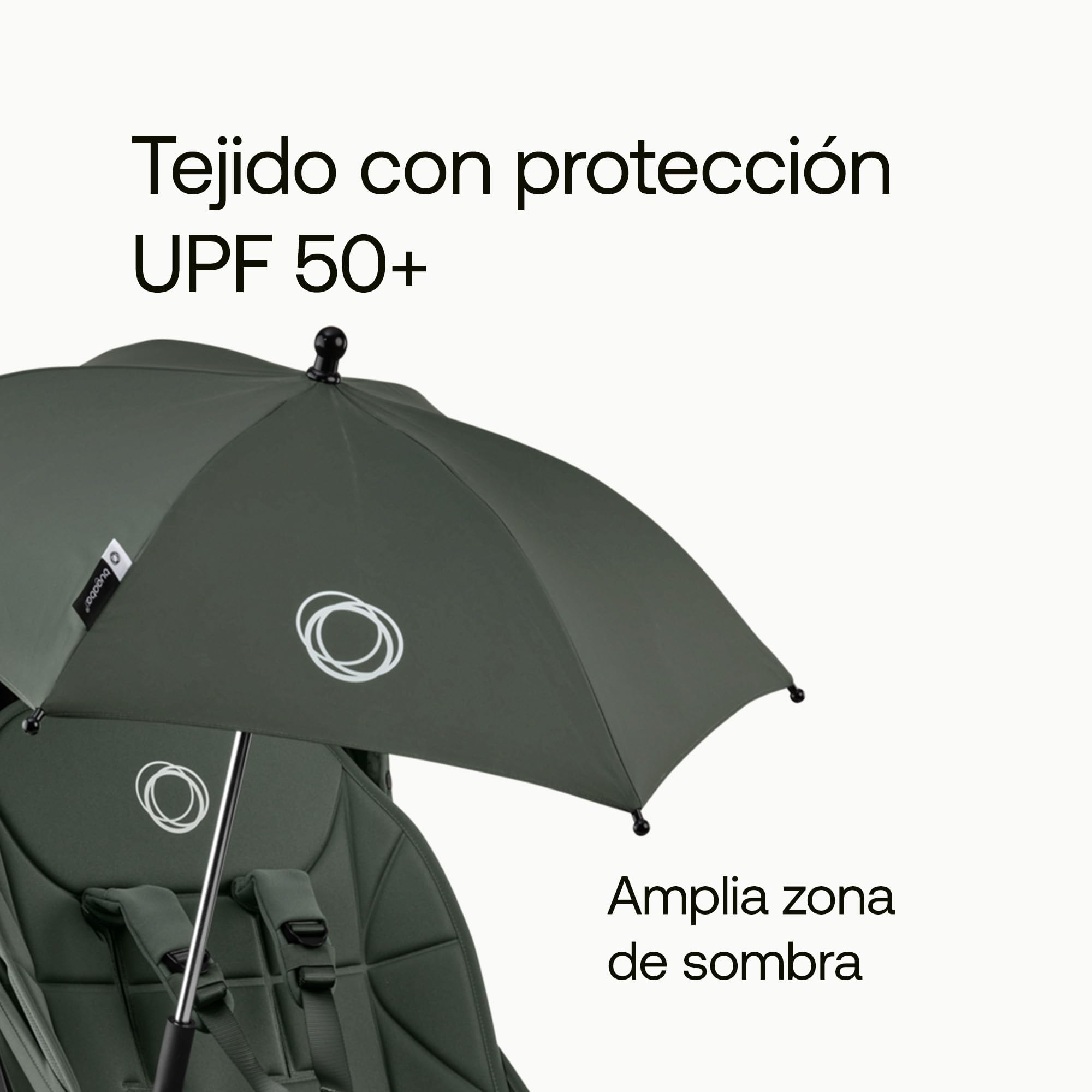 Bugaboo Sombrilla+, Compatible con todos los carritos Bugaboo, Tejido de protección solar UPF 50+ para una protección solar óptima, Conexión con un clic y mecanismo de fácil ajuste, Forest Green — view 5