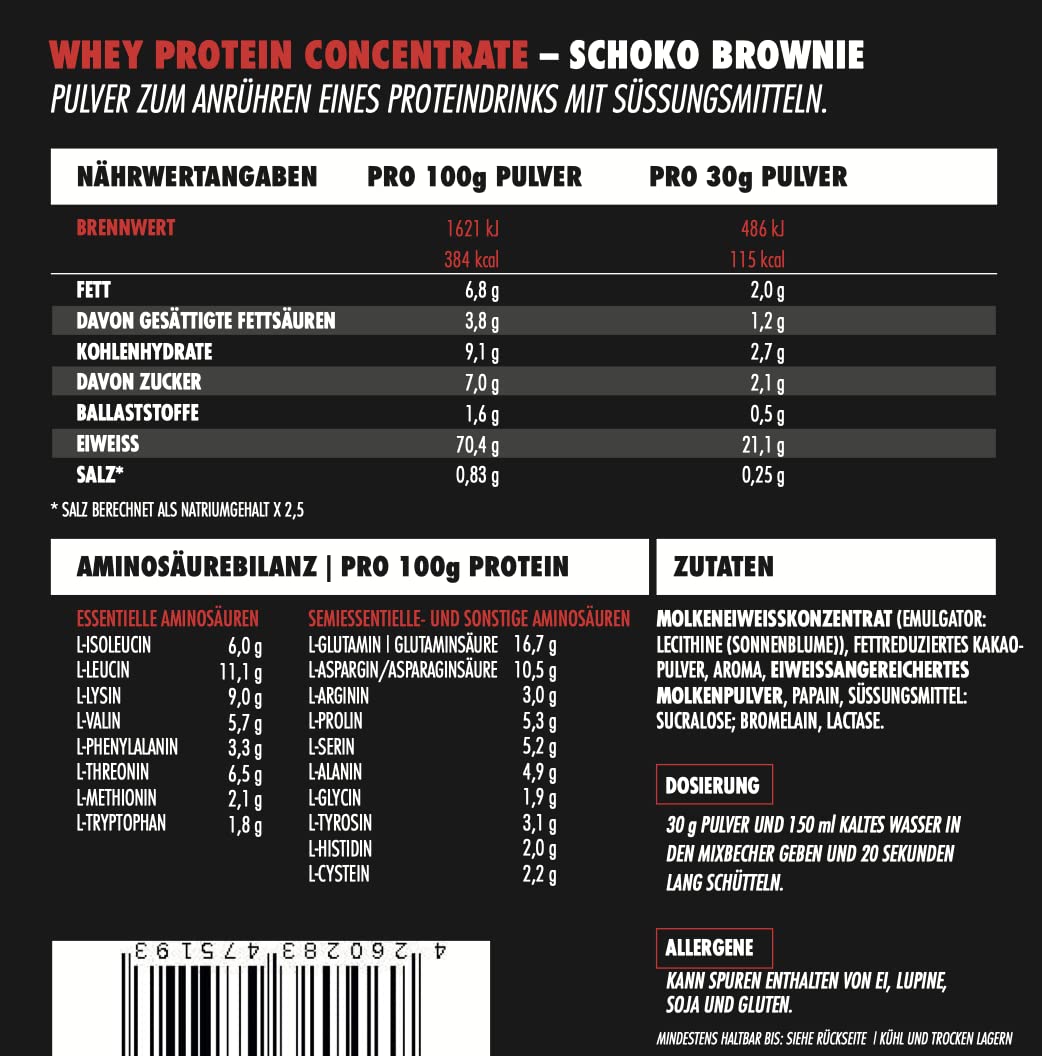 Big Zone BATTLE WHEY | Whey Protein Concentrate białko | pyszna jakość Made in Germany | 1000 g 1 kg proszku (czekoladowy brownie)