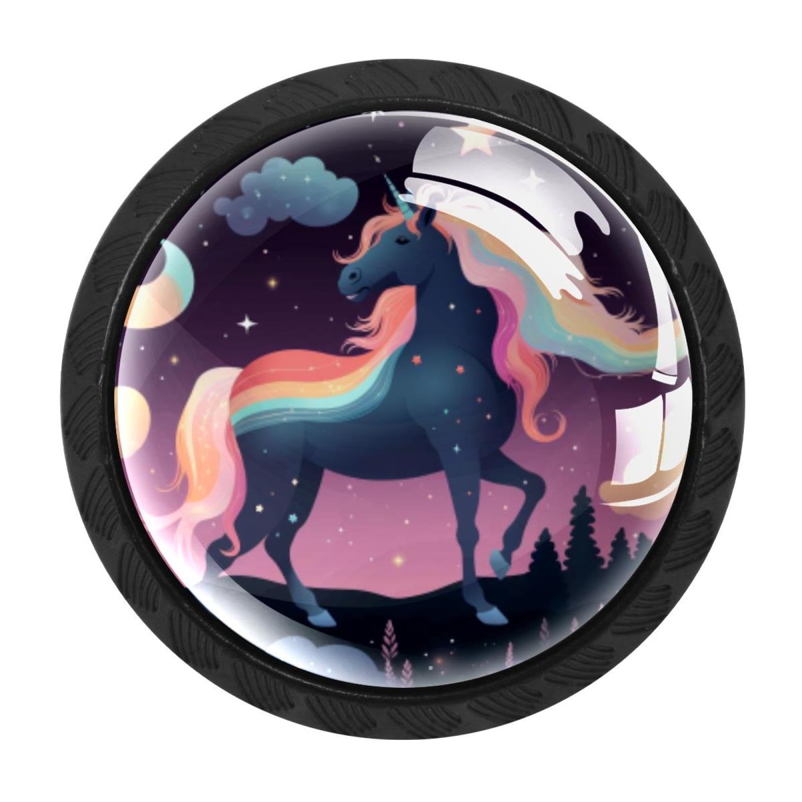 Chenzzzz Multicolored 07 4 Pcs Starry Unicorn Cabinet Knobs Crystal Drawer Pulls For Kitchen, Bathroom Cabinet, Dresser And Cupboard
