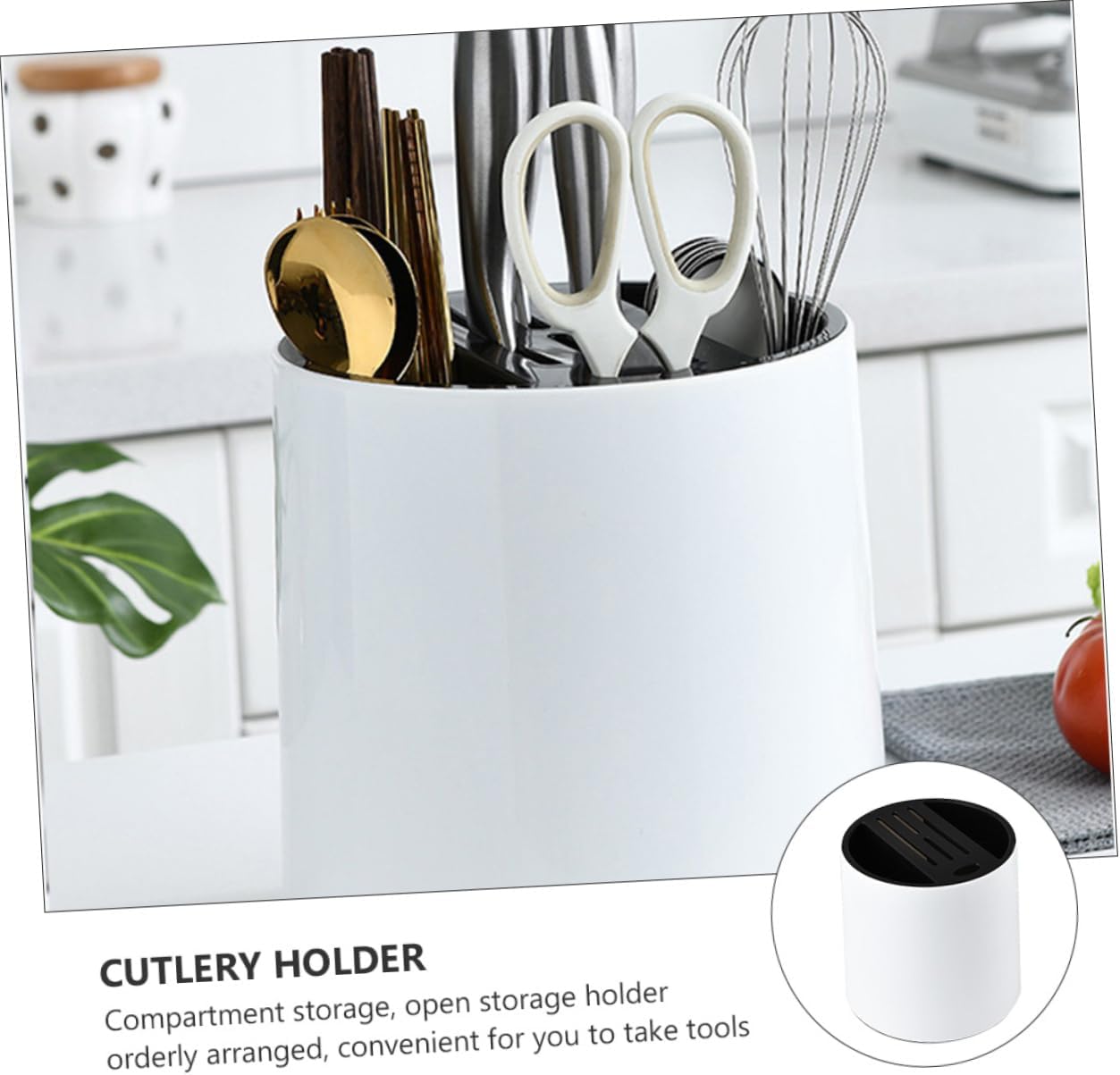 STOBAZA 1Pc Rotatable Kitchen Utensil Organizer Cutlery Holder with Multiple Slots for Orderly Storage for Kitchen Countertop Ventilated Design for Easy Access
