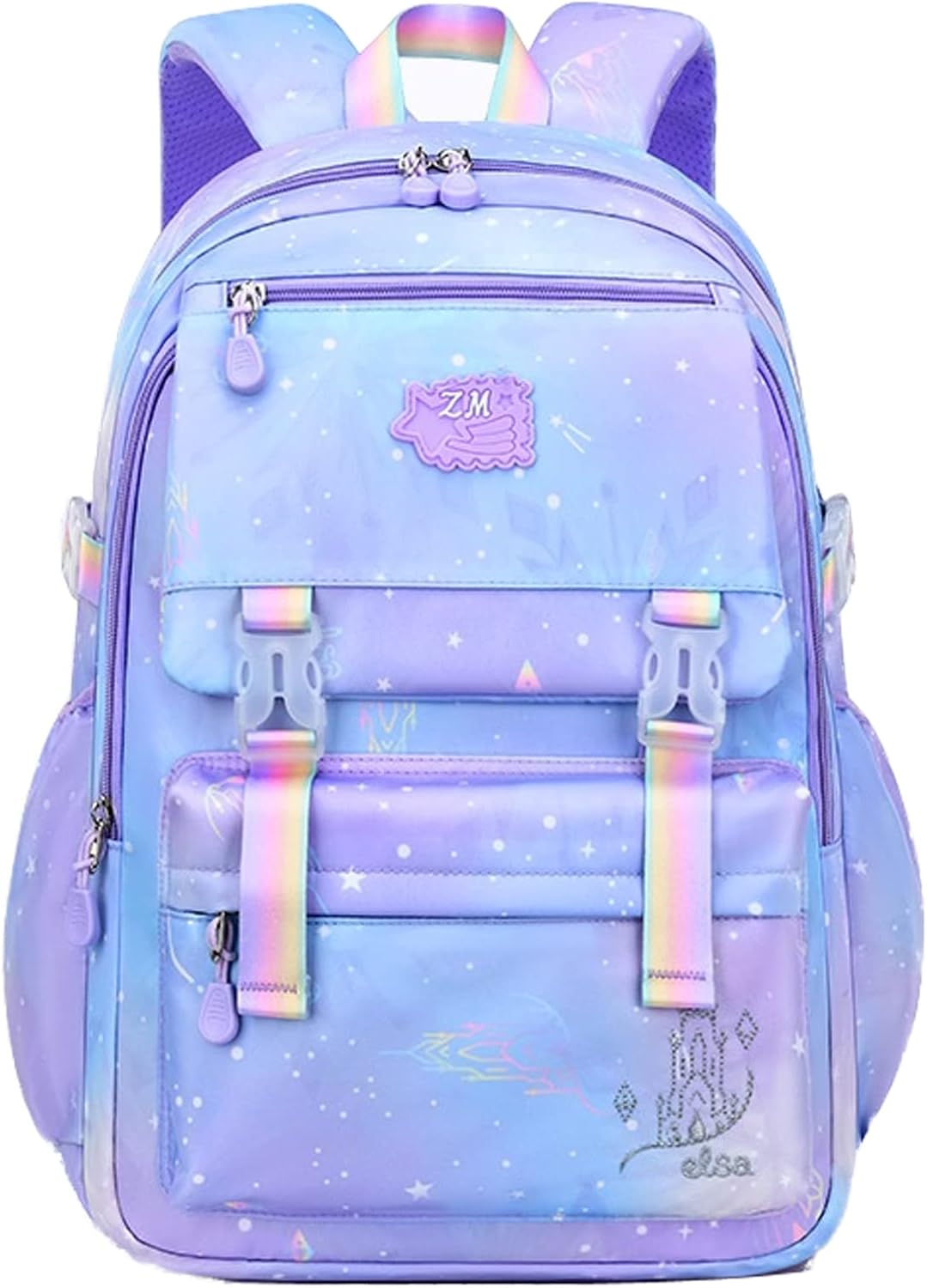 WYCY Kids Backpack School Backpacks for Girls Large Bookbags for Teen Girls Cute Book Bag with Compartments (Gradient Blue Purple)