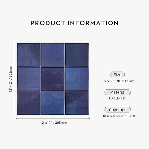 Miniatura 2 de Azulejo protector contra salpicaduras para cocina, despegar y pegar, adhesivo azul oscuro para despegar y pegar, en azulejos de pared para baño y