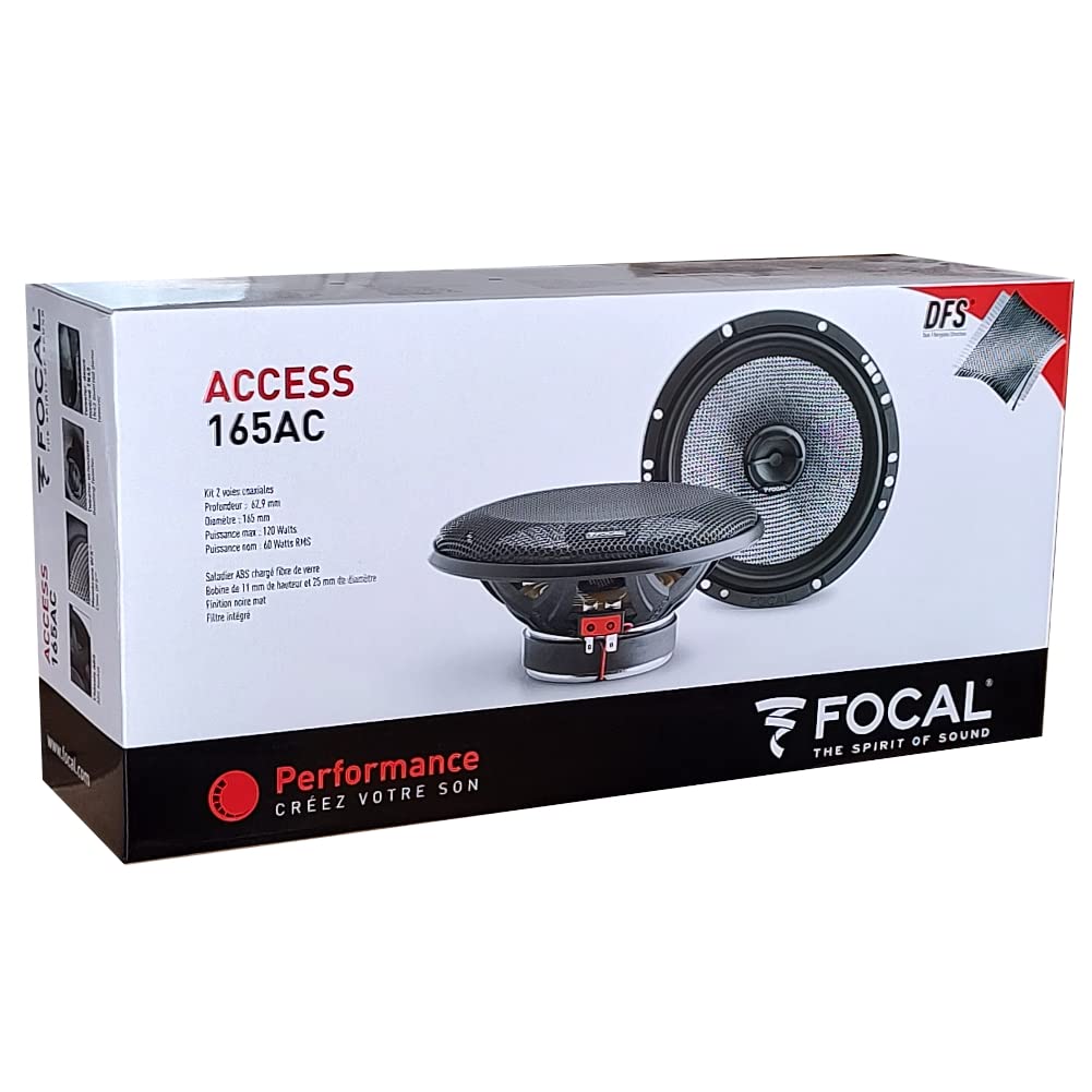 2 Enceintes Focal Access 165AC 165 AC coaxiales 2 Voies 16,5 cm 165 mm 6,5" diamètre 60 Watts rms 120 Watts Max 4 ohm 91 DB spl, la Paire
