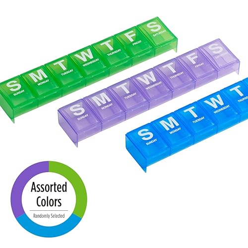 Miniatura 3 de EZY DOSE Pastillero semanal (7 días), planificador de medicamentos, organizador de vitaminas, compartimentos contorneados 2XL para una fácil