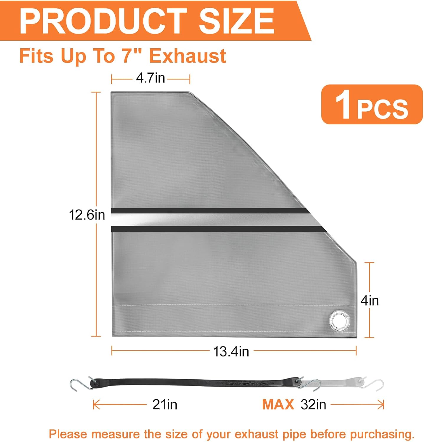Turbo Saver Exhaust Cover, Tractor Exhaust Pipe Cover, 12in | Fit for Tractor Truck Generator Pipes with Reflective Strip and Rubber Strap, PVC Rain Protection