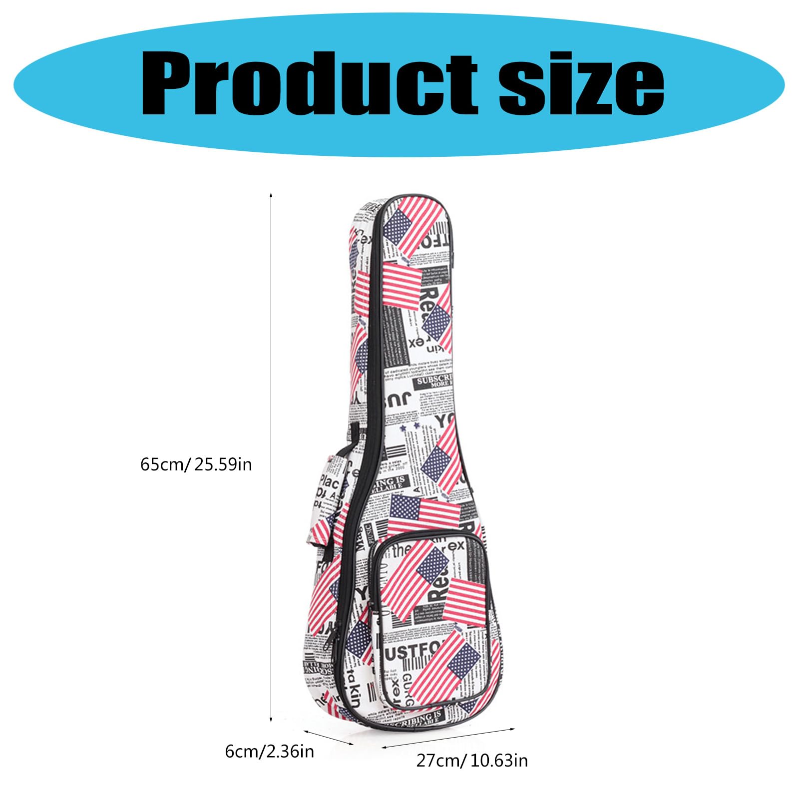 Zaino per ukulele, 58,4 cm, con spallacci ergonomici, in nylon e spugna, per performance all'aperto e viaggi