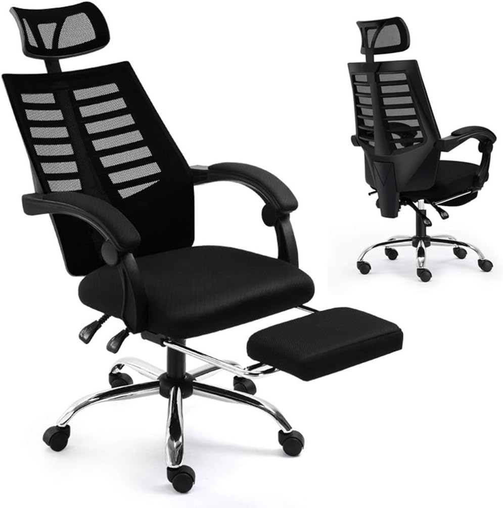 Ergonomic Swivel Desk Chairs Mesh Office Chair with Padded Footrest and Armrests