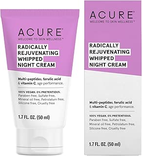 ACURE Radically Rejuvenating Whipped Night Cream | 100% Vegan | Provides Anti-Aging Support | Multi-Peptides, Ferulic Acid & Vitamin C - Hydrates & Rejuvenates | 1.7 Fl Oz - coolthings.us