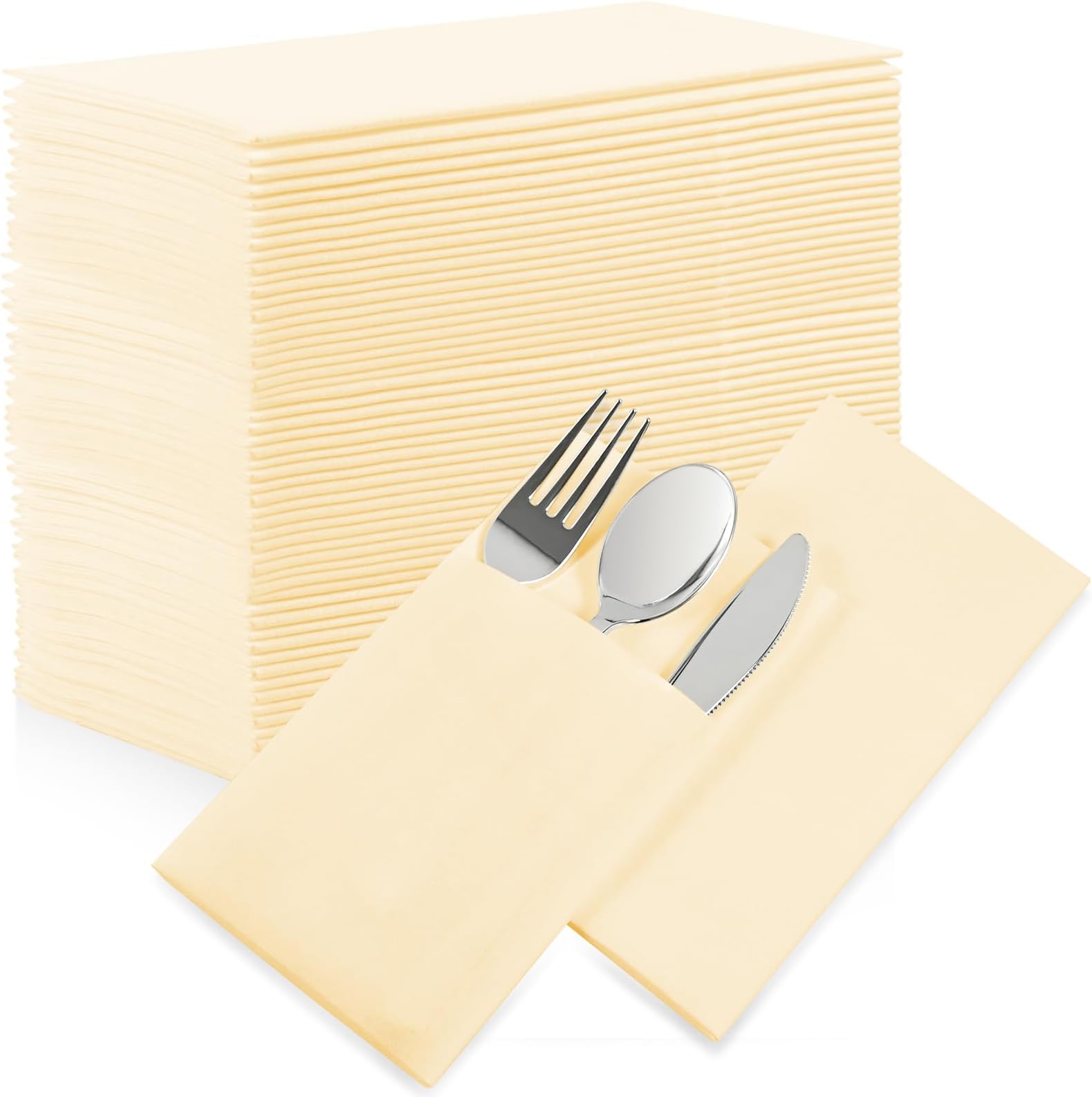 Cream Dinner Napkins Disposable 50Pack LinenFeel Paper
