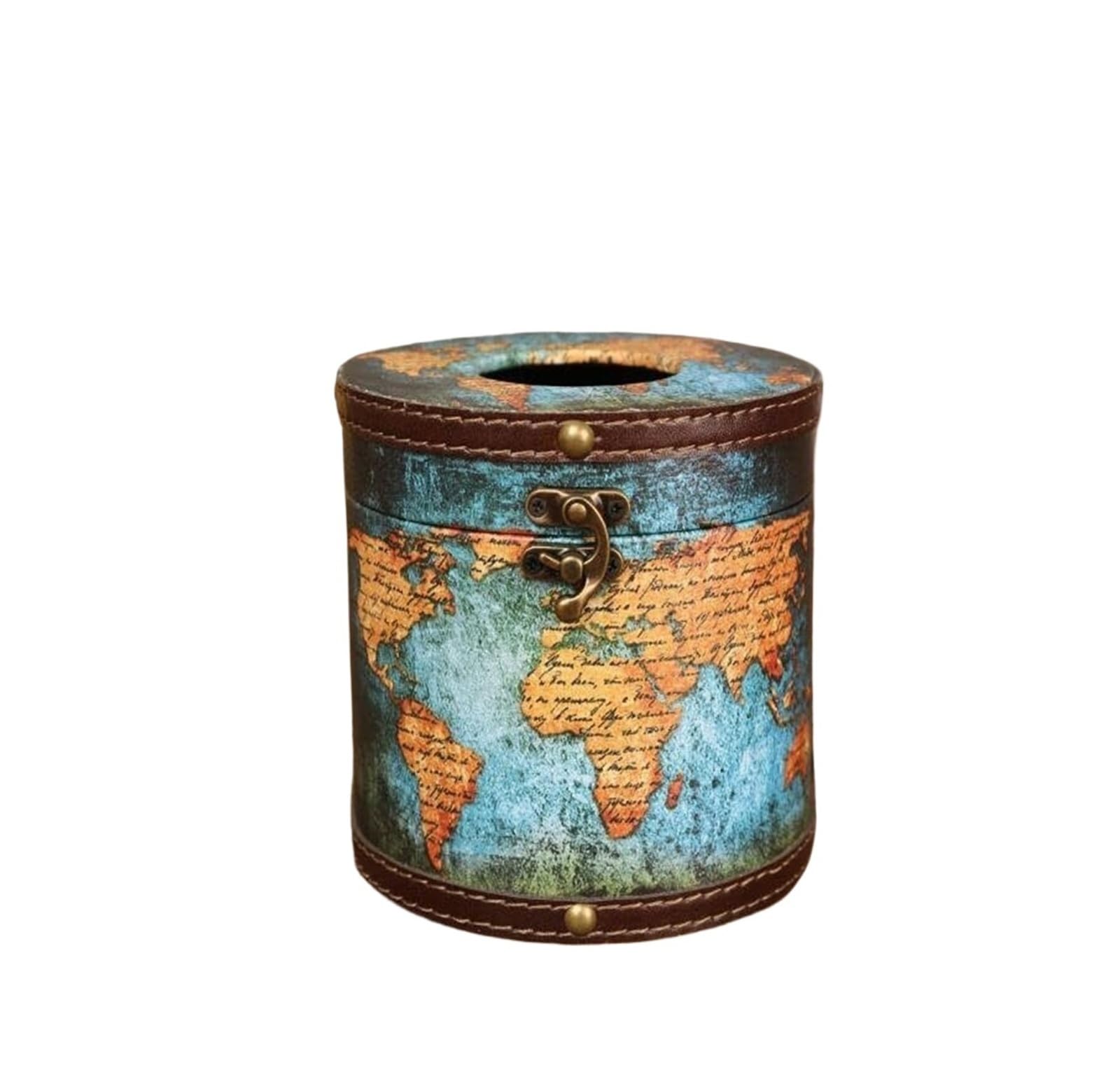 Tissue Dispenser Box Tissue Box Drawstring Cylindrical European Creative Retro Napkins Paper Apartment Must Haves(E)