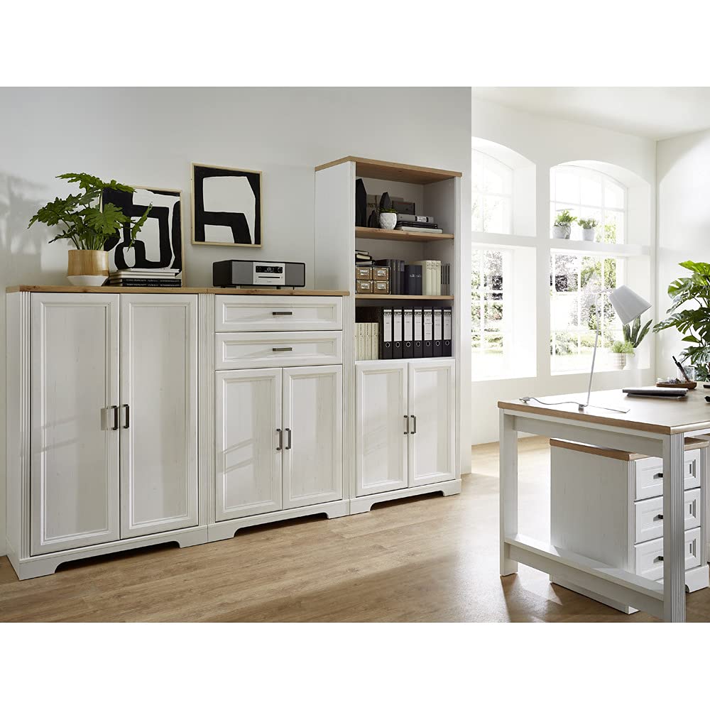 Lomadox Schrank Büro Ordner Pinie hell Artisan Eiche Nb. 86x127x38 cm
