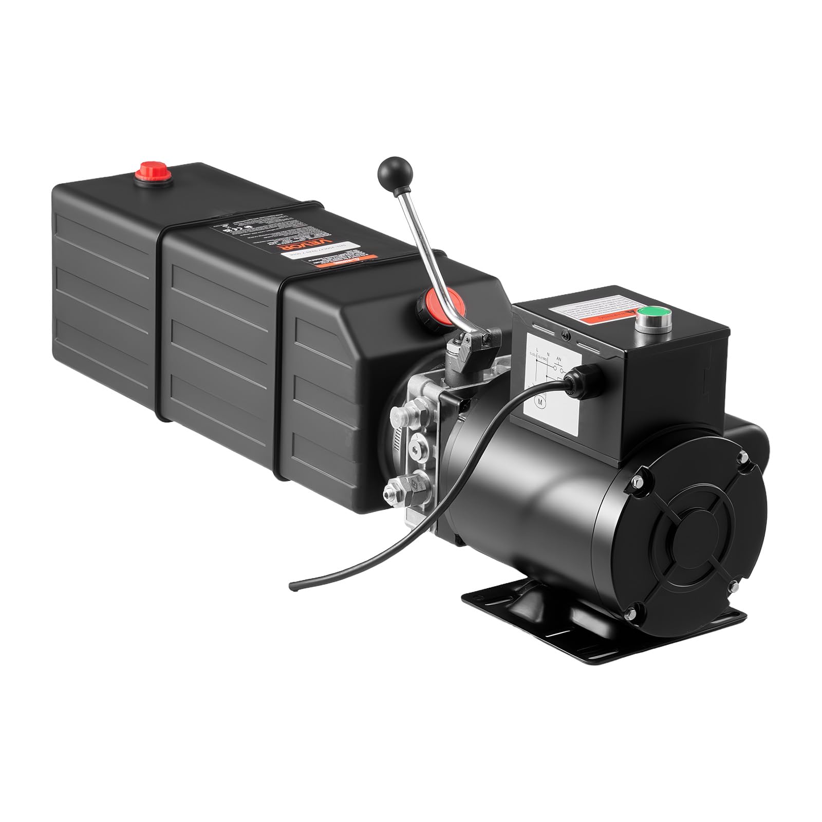 VEVOR Pompe Hydraulique 2 HP 15 L, Unité de Puissance Hydraulique Monophasé 3450 tr/min, Groupe Hydraulique Portable, pour Camion à Benne Basculante Nacelle Élévatrice Remorque