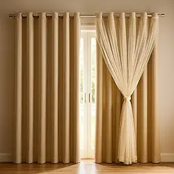 Cortina Blackout com Voil Elegante para varão Simples Ilhós Cromado - 2,80m x 2,30m - Decoração para sala e quarto