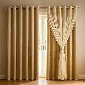 Cortina Blackout com Voil - 2,80 x 1,70 Caqui Decoração para sala e quarto