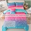 RYNGHIPY 6Pcs Gradient Glitter Bedding Set for Girls Twin Size, Colorful Rainbow All-Season Comforter Set, Ultra Soft Bedding Collections #1