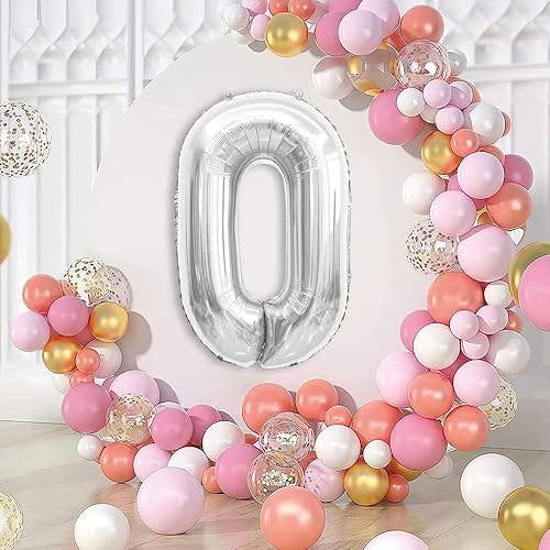 Miniatura 176 de Globo de números de 40 pulgadas, globos de números plateados, globo de número 2, globos de aluminio grandes de cumpleaños, fiesta de cumpleaños