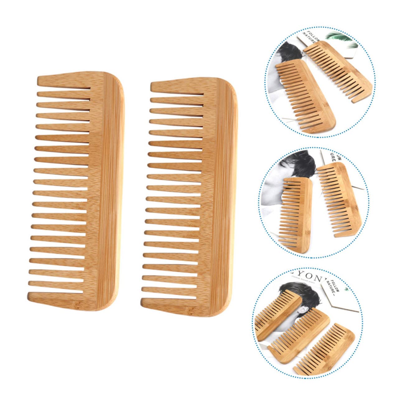 Beavorty 8piezas Peine De Madera Antiestático De Doble De Peines Para Masaje y Para Mujeres y Estimula La Circulación Sanguínea y Reduce El Frizz