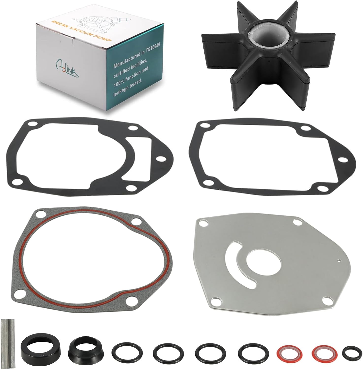 AULINK 47-8M0100526 Sea Water Pump Impeller Repair Kit Fits for Mercury Mariner Outboards 30 60 75 90 120 HP for MerCruiser Alpha One Gen 2 Stern Drives 47-43026Q06 Sierra 18-3265 47-8M0100527