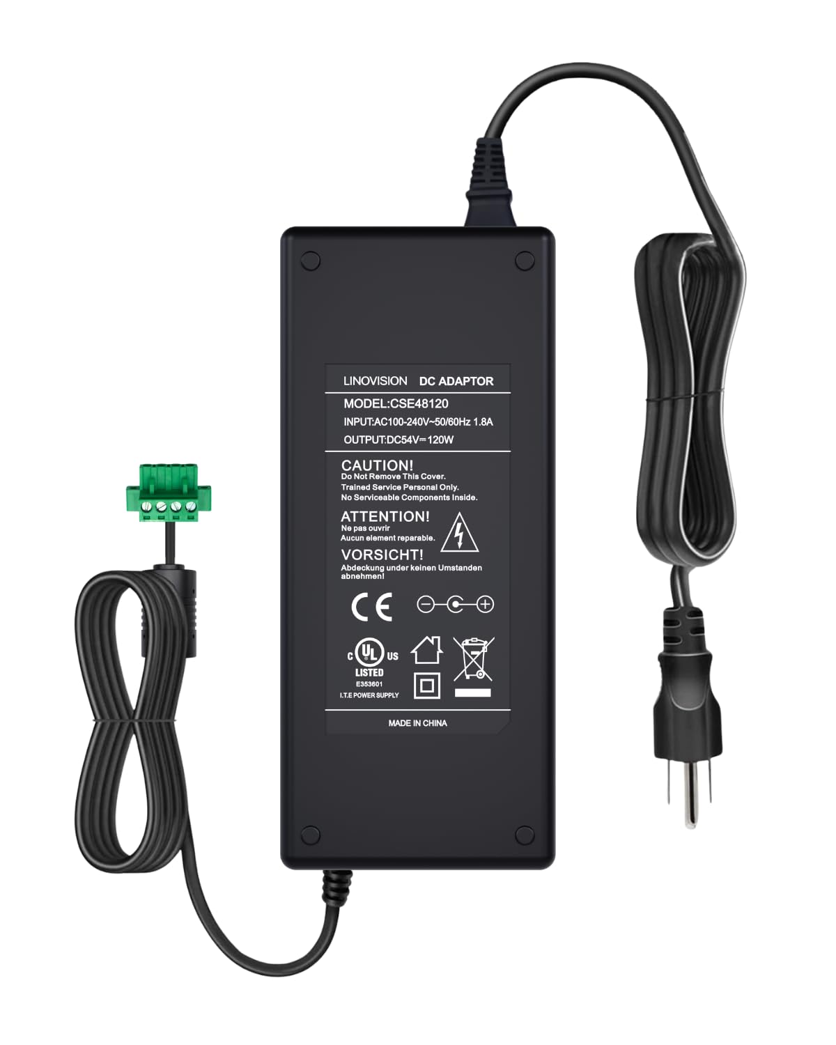 Amazon.com: LINOVISION UL Listed DC 54V 2.2A Power Adapter, AC 100