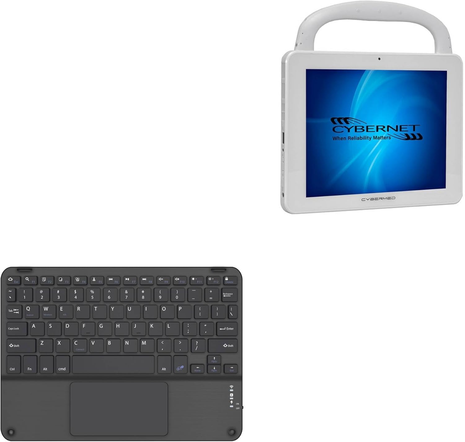 BoxWave Keyboard Compatible with Cybernet T10C Tablet - SlimKeys Bluetooth Keyboard with Trackpad, Portable Slim TouchPad - Jet Black