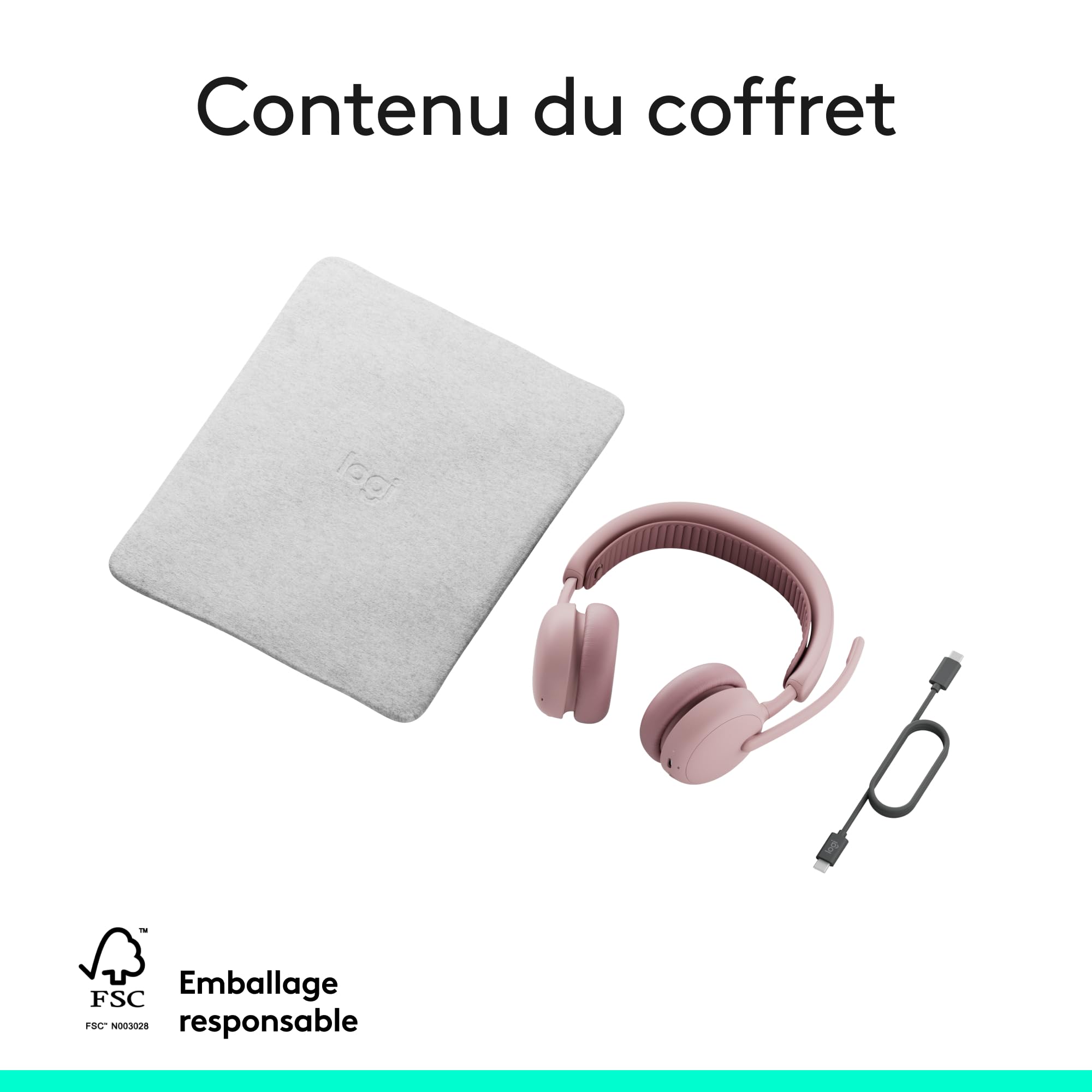 Logitech Zone Wireless 2 ES - Casque sans fil anti-bruit | Con cancellazione del rumore e ANC ibrida adattiva, Bluetooth, Rosa