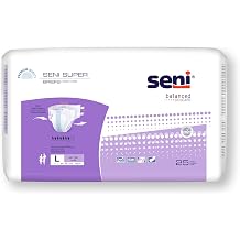 Seni Super Unisex Adult Incontinence Briefs with Tabs, 45-59 in, 75 ct