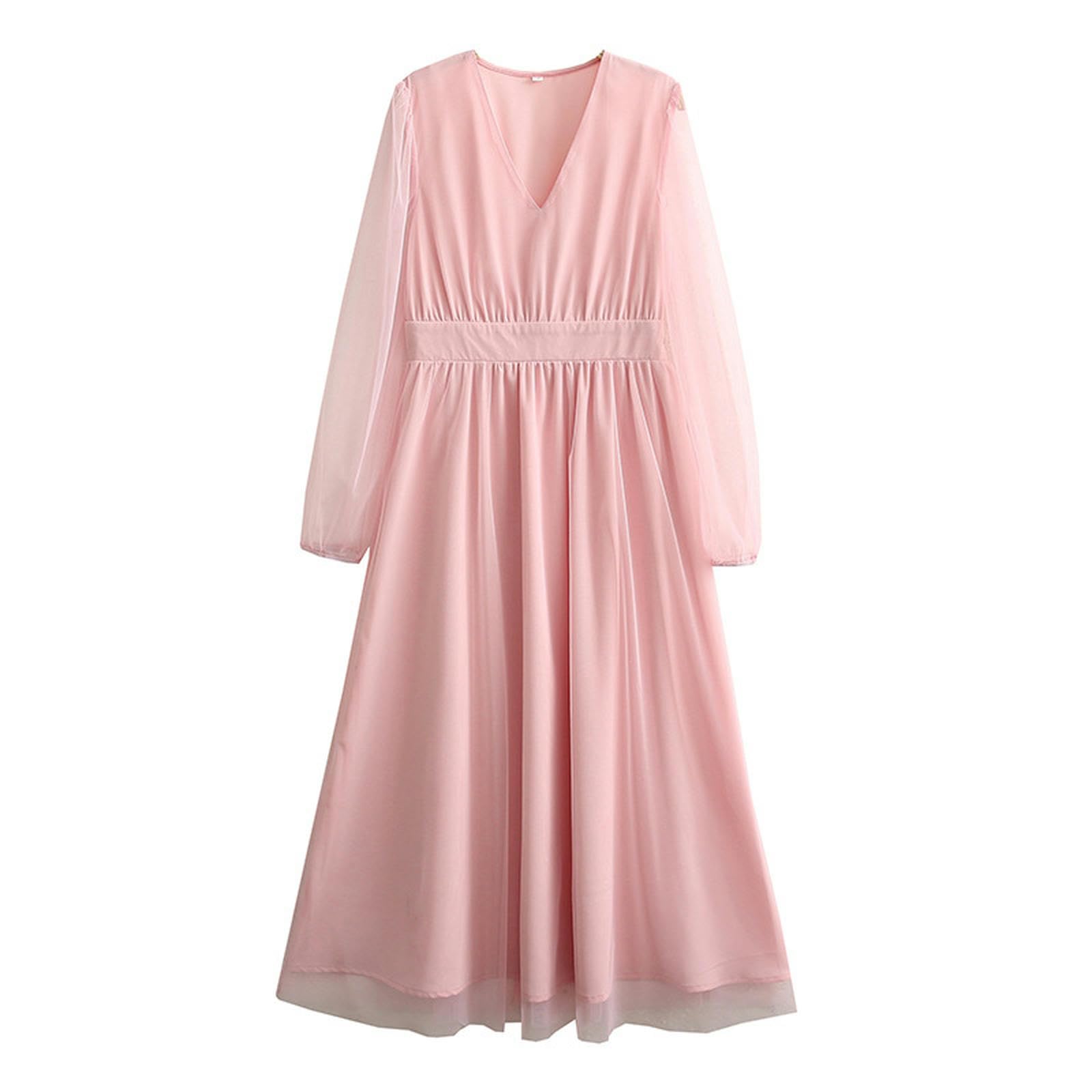 Robe sexy à manches longues pour vos soirées d'été habillées en rose