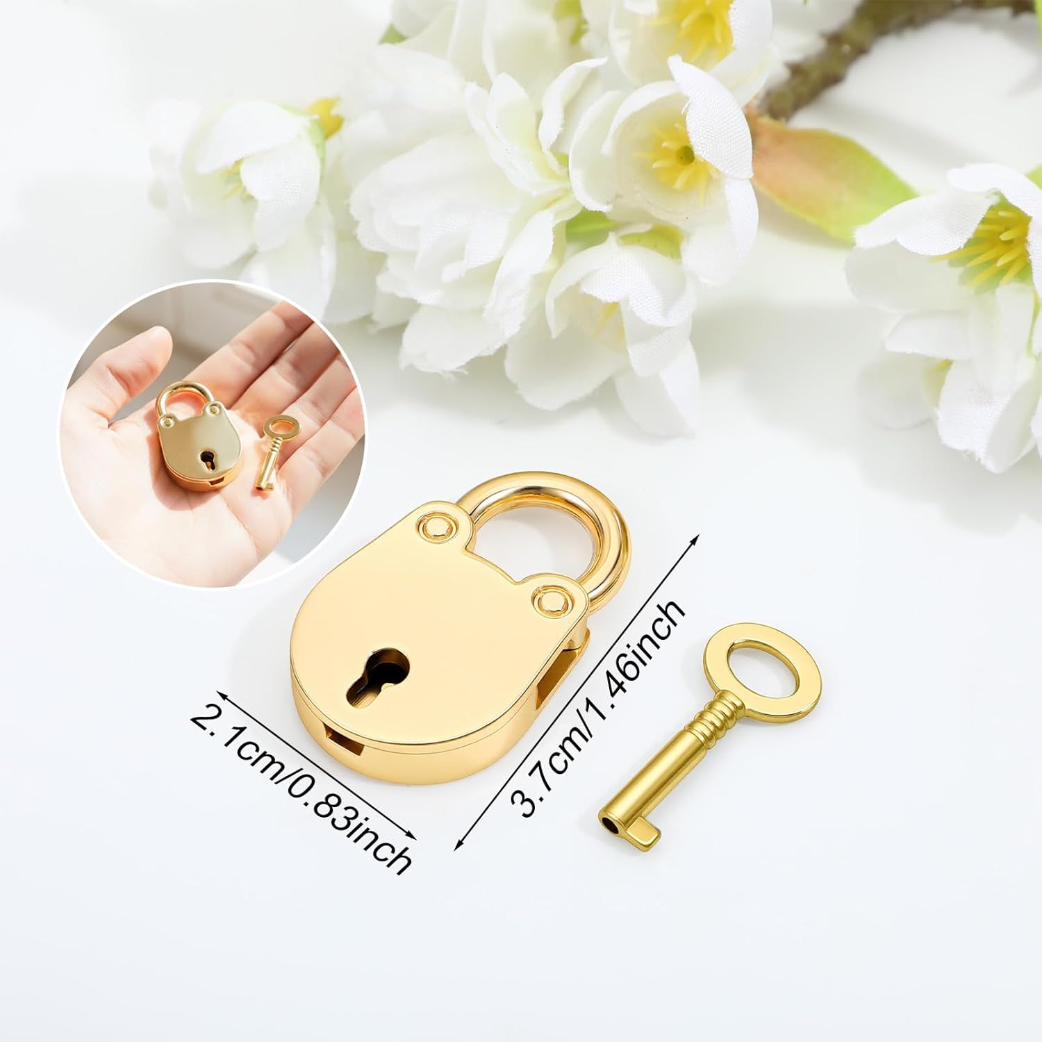 Small Locks with Keys, Mabor 2Pcs Small Padlock Mini Cute Cat Locker Lock with Keys for Diary Book Jewelry Box Purse Handbag Luggage Letter Box, Gold