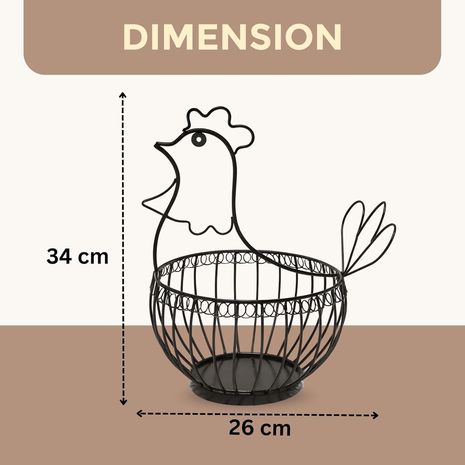 Hen Shape Egg Basket - Metal Kitchen Basket -4