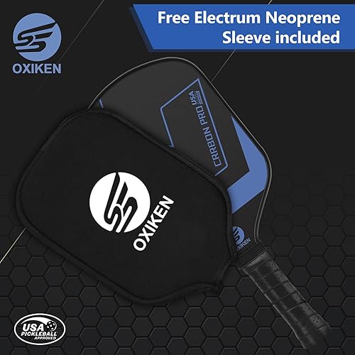 Miniatura 7 de OXIKEN - Paletas de pickleball de 10130.630 in 2024 aprobadas por USAPA T700 de fibra de carbono (CFS), grano alto y giro, núcleo de panal, mango