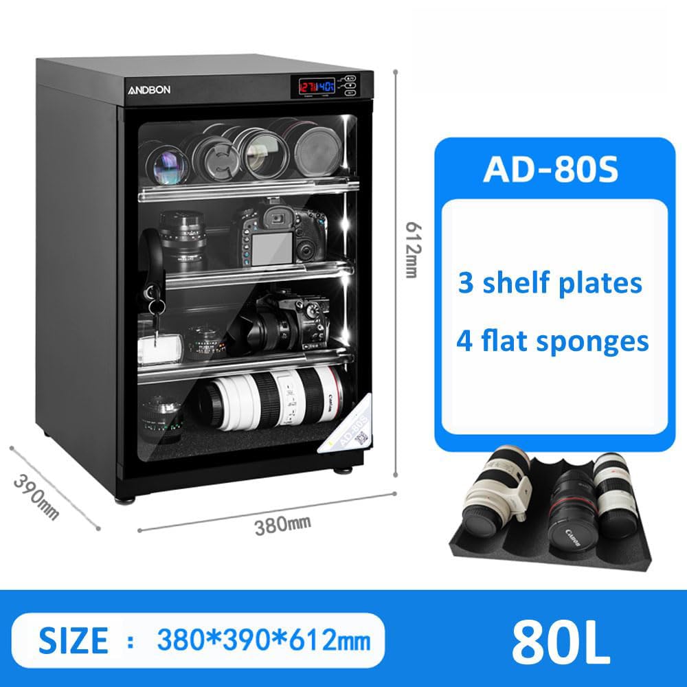 Armario seco electrónico para cámaras y lentes, deshumidificador digital con pantalla LED, almacenamiento seguro ultra silencioso para joyas, sellos y té
