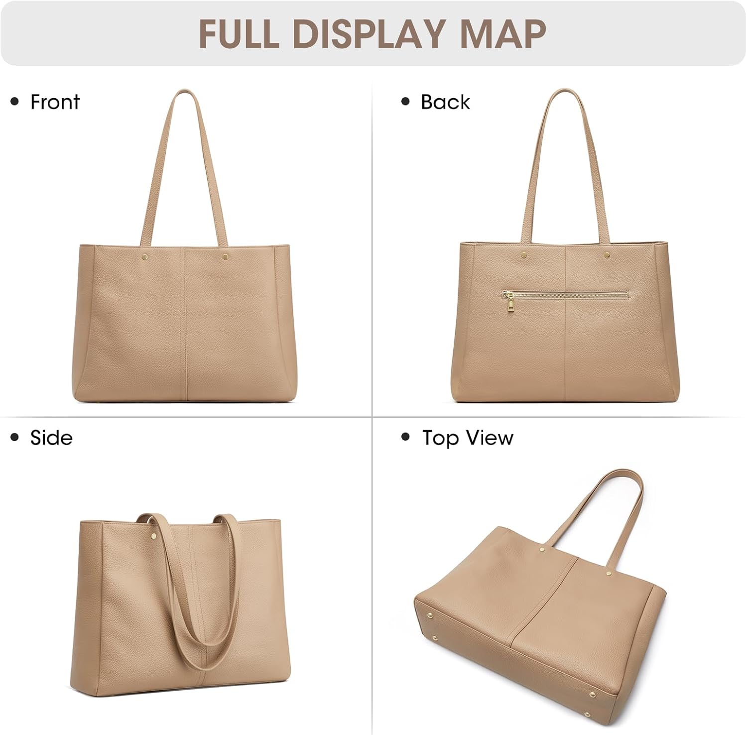 Kattee Women’s Soft Leather Work Tote Shoulder Bag,Large Capacity Designer Satchel Handbags with Luggage Sleeve - Image 6