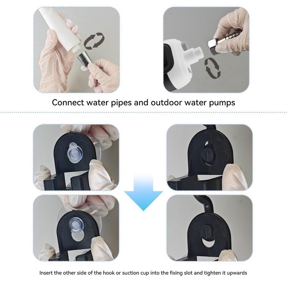 KiraKira Wiederaufladbare tragbare Campingdusche mit integriertem LED-Licht, wasserdichte elektrische Pumpe für Outdoor-Abenteuer, Hochdruck-Schwarz