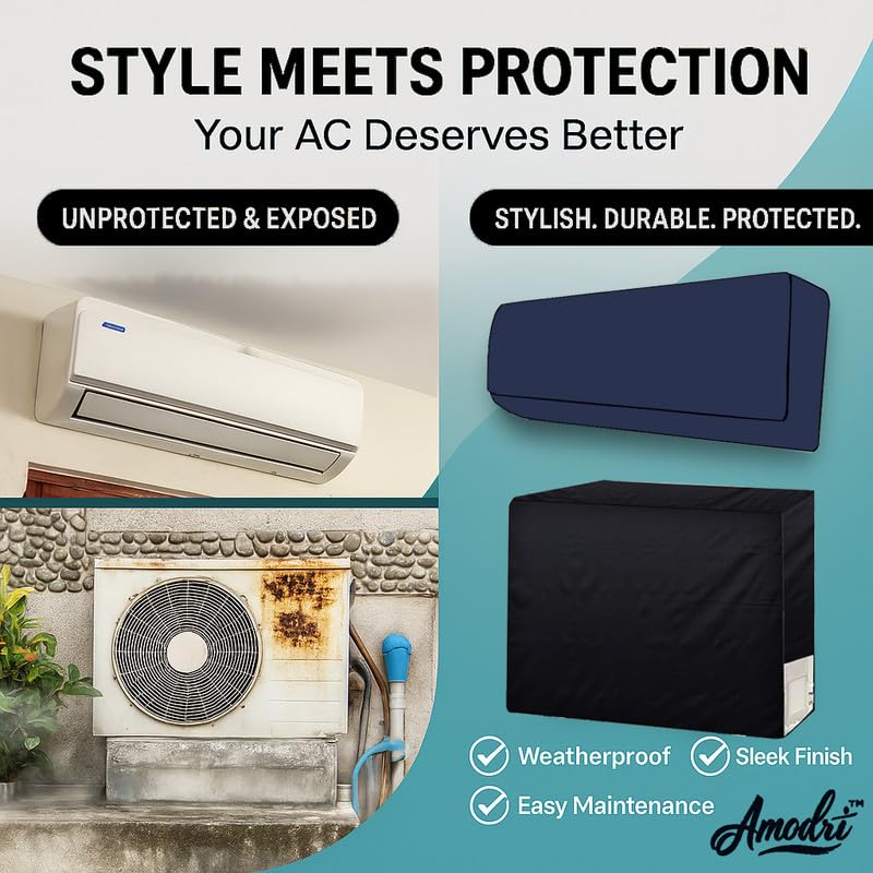 Image of Universal AC Outdoor Cover - Compatible with 1.5 & 2 Ton Split ACs, All-Season Protection (Solid Blue)