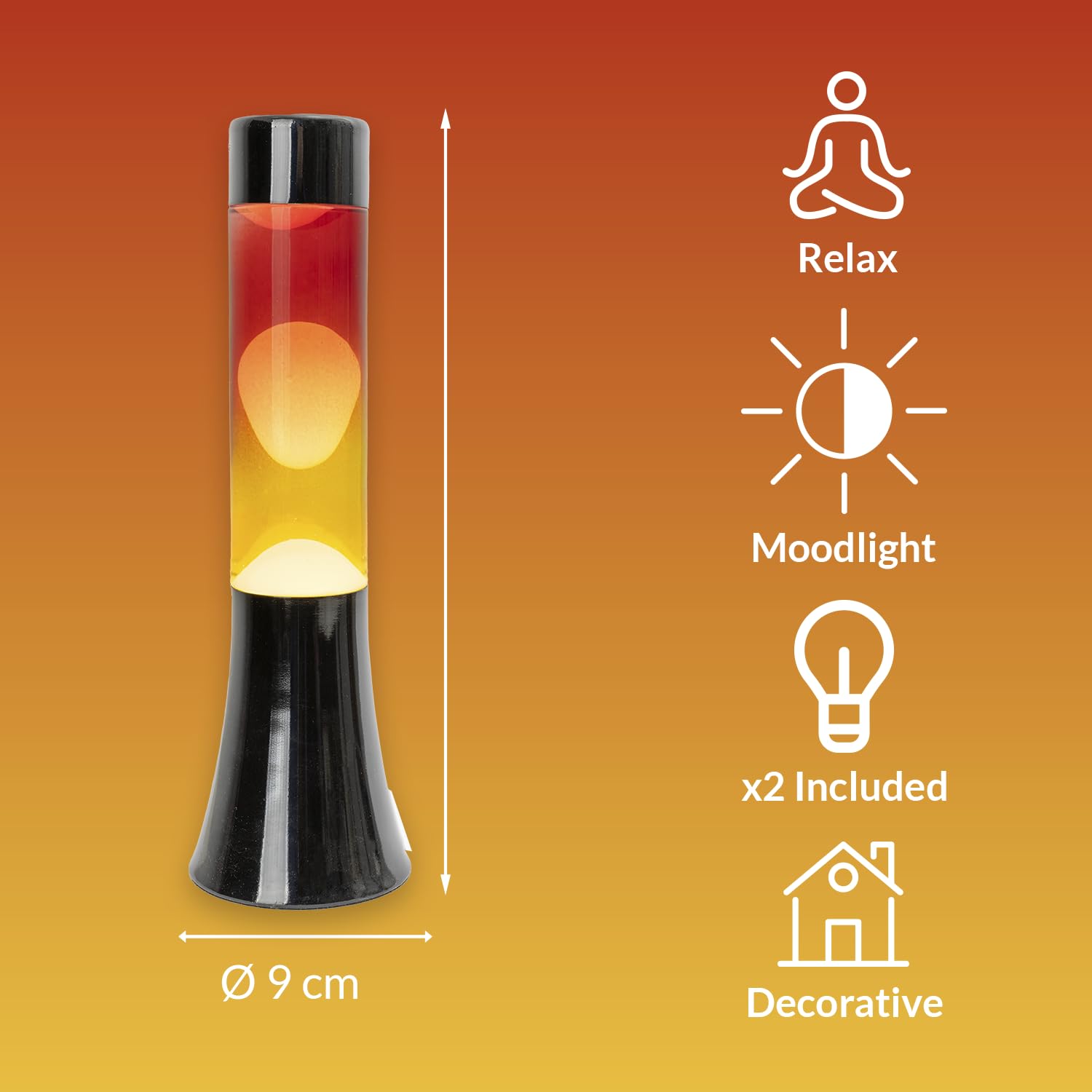 Fisura Lava Lamp Bullet - Chrome Basis Met Heldere Vloeistof En Zwarte