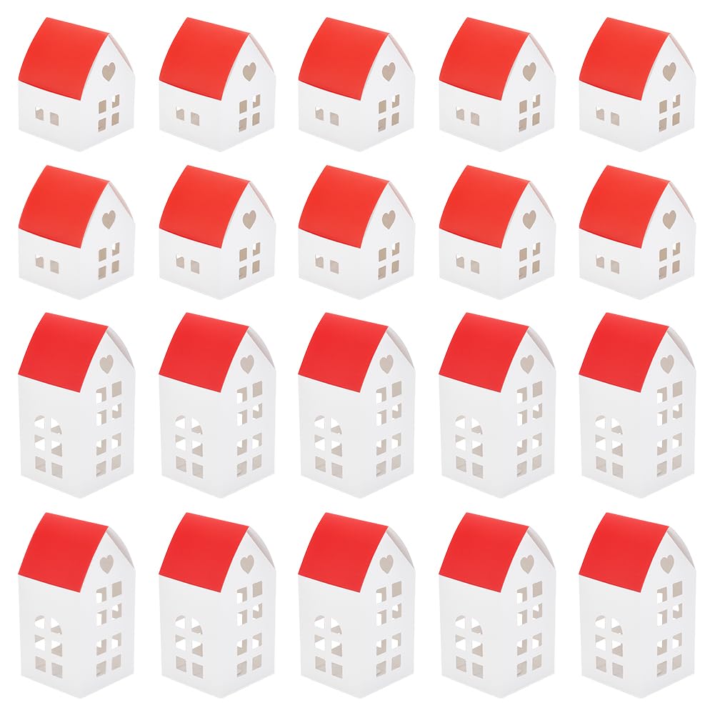 BENECREAT 44Pcs Cottage House Shaped Gift Boxes, 2 Styles Red Wedding Favor Box, Decorative Ornament Boxes for Holidays Special Events Birthday Party Supplies 21.5~26.6x14cm/8.46~10.47x5.51Inch