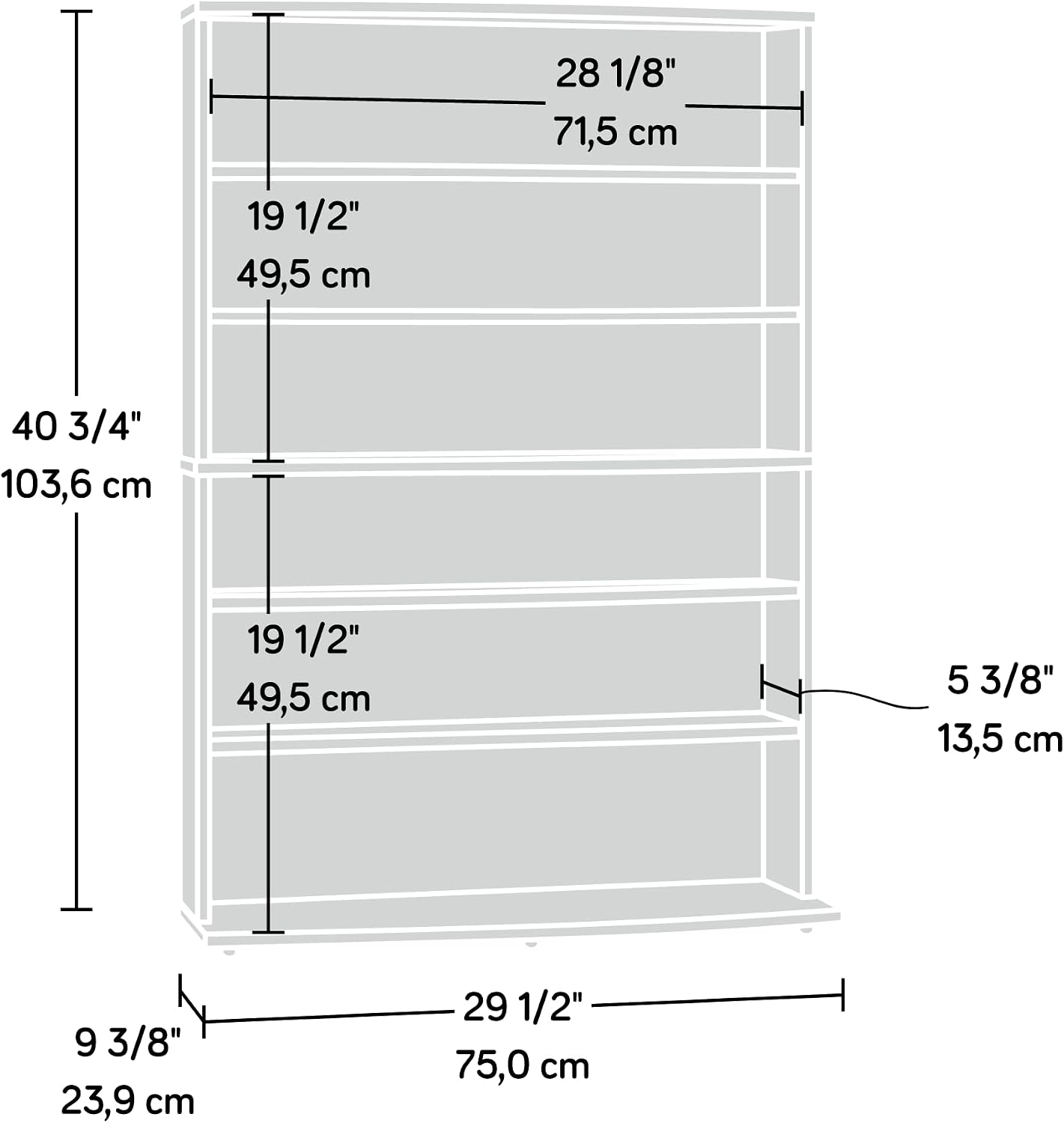 Sauder Beginnings 6 shelves Multimedia Storage Tower, Cinnamon Cherry finish