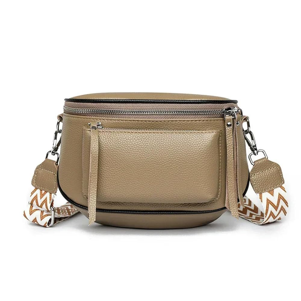 ZBDZSW Bolso de Mano de Cuero Genuino de Lujo para Mujer, Bolso de Hombro, Bolso de Piel de Vaca, Bolso Cruzado de Moda para Mujer, Bolsos de Mano para Mujer Khaki