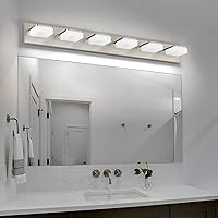 Vista 2 de Brushed Nickel Vanity Lights for Bathroom 6-Light Vanity Lighting Fixtures for Mirror 39" Adjustable 5500K Modern LED Vanity Light Over Mirror, Bath